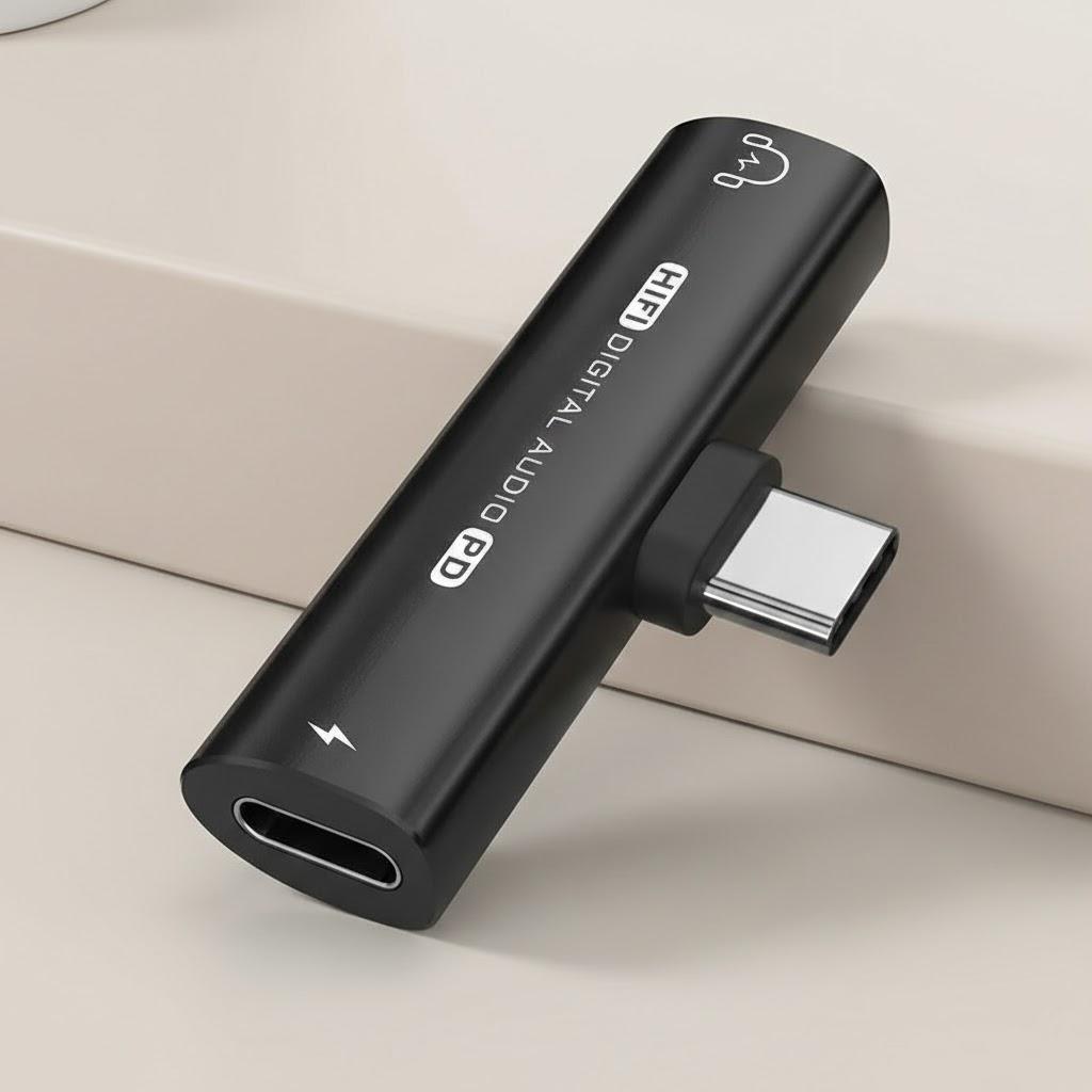 

Type C Adapter 2 in 1 35MM Headset Audio Adapter Cable for Mobile Phones Tablets USB C Charging and Audio Support чорний