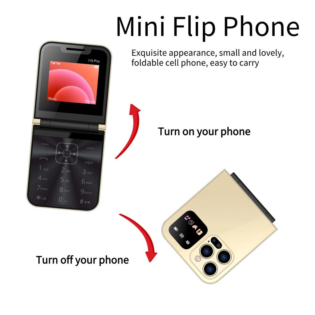 2.4" Foldable Mobile Phone Auto FM Radio Call Record Speed Dial Magic Voice Dual SIM GSM Unlocked Foldable Cellphones Backup Phone