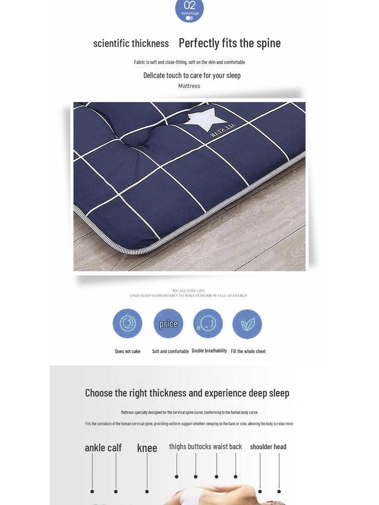 Foldable Thickened Dormitory Mattress for Bunk Beds - Single or Double