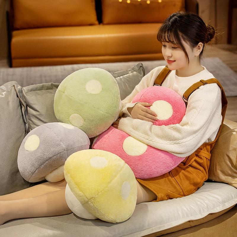 Soft And Cuddly Mushroom Pillow For Home Decor And Kids' Gifts Yellow/grey/pink/green