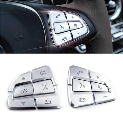 Pegatinas cromadas para botones del volante para AB Gla Glc Gls 2015-19