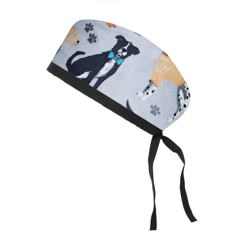 Adjustable Cotton Surgical Cap with Cartoon Print for Women and Men