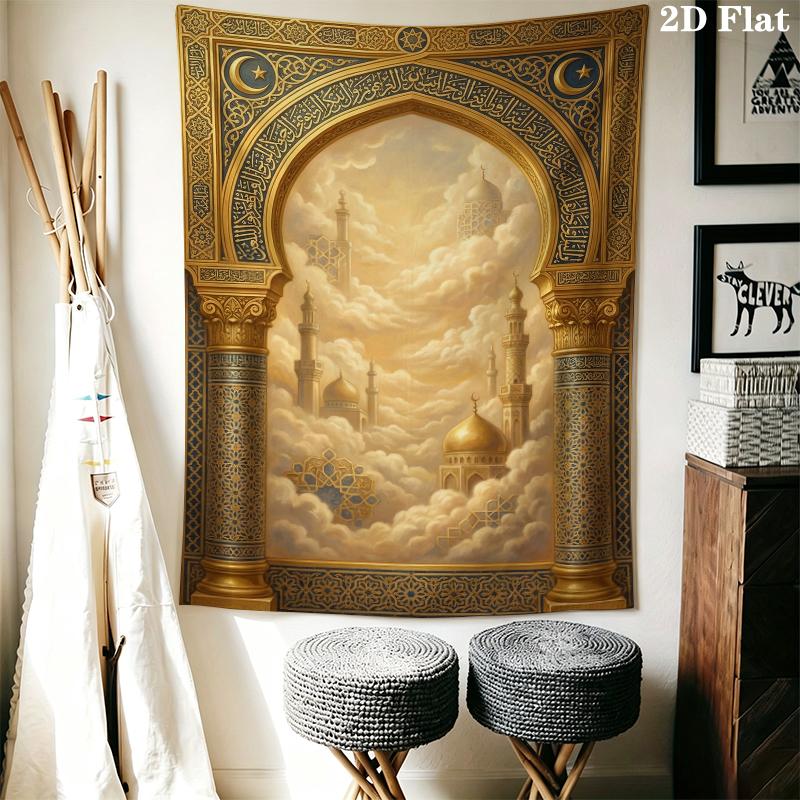 Muslim Wall Tapestry Aesthetic Wall Hanging Printed Fabric Blanket Decorative Tapestries for Bedroom Living Room Home Decor