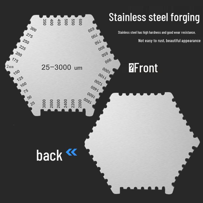 High-Precision Stainless Steel Hexagonal Wet Film Thickness Gauge Comb