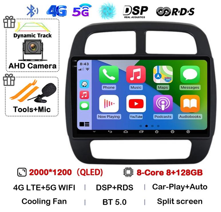 Android 14 Auto Carplay For Renault KWID K-ZE Dacia Spring 2015 2016 2017 2018 2019 Car Multimedia Player GPS Radio DSP Stereo