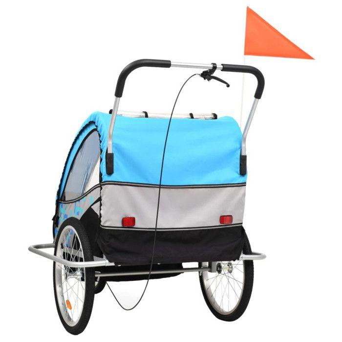 VidaXL 2-in-1 Bike Trailer and Stroller, Bicycle Cart with Seat, Bicycle Trailer, Transport Cart, Blue 91377