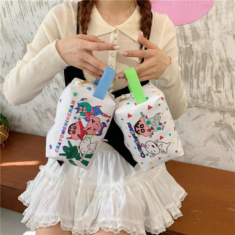 Cute Crayon Shin-Chan Handbag Makeup Bag Travel Portable Cosmetic Bag Toiletries Organizer Waterproof Large Capacity Storage Bag
