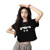 Pure cotton small man black shoulder short-sleeved shirt women's summer new loose and thin design short top