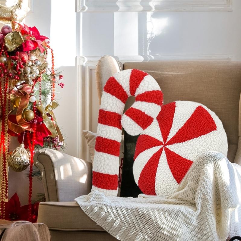 Creative Cushion Christmas Candy Shape Plushie Pillow for Comfort for Home Furnishing Creative Christmas Decoration