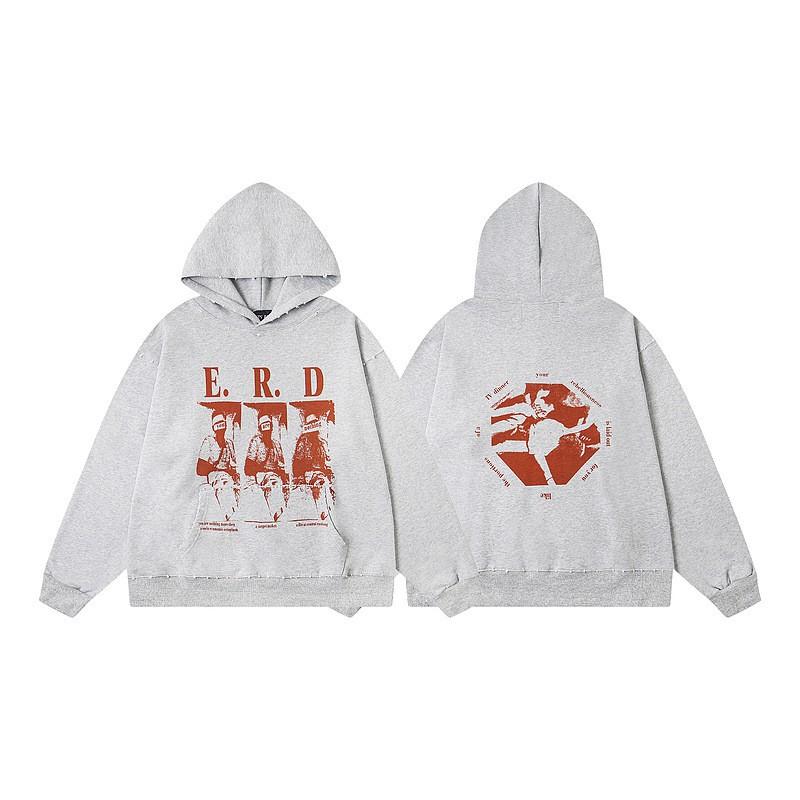 Erkek Geniş Kesim Pamuklu Kapüşonlu Fermuarlı Sweatshirt Sokak Giyim Günlük Harf Baskılı Uzun Kollu Tişört