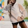 Women Plus Size Abstract Watercolor Printed Long Sleeve Drawstring Hoodie With Kangaroo Pocket