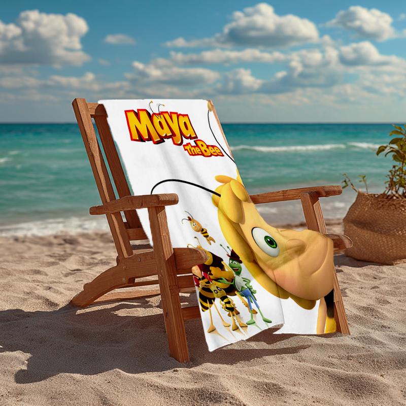 Ultra-Soft Beach Towel with maya the bee Theme,Ideal for Pool - Camping, Diving - Perfect Travel Essential, Vibrant Beach Towel.