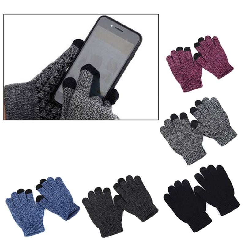 Kids Touches Screen Gloves Soft & Breathable Winter Warm Mittens Solid Knit Gloves for Outdoor Activities School Travel