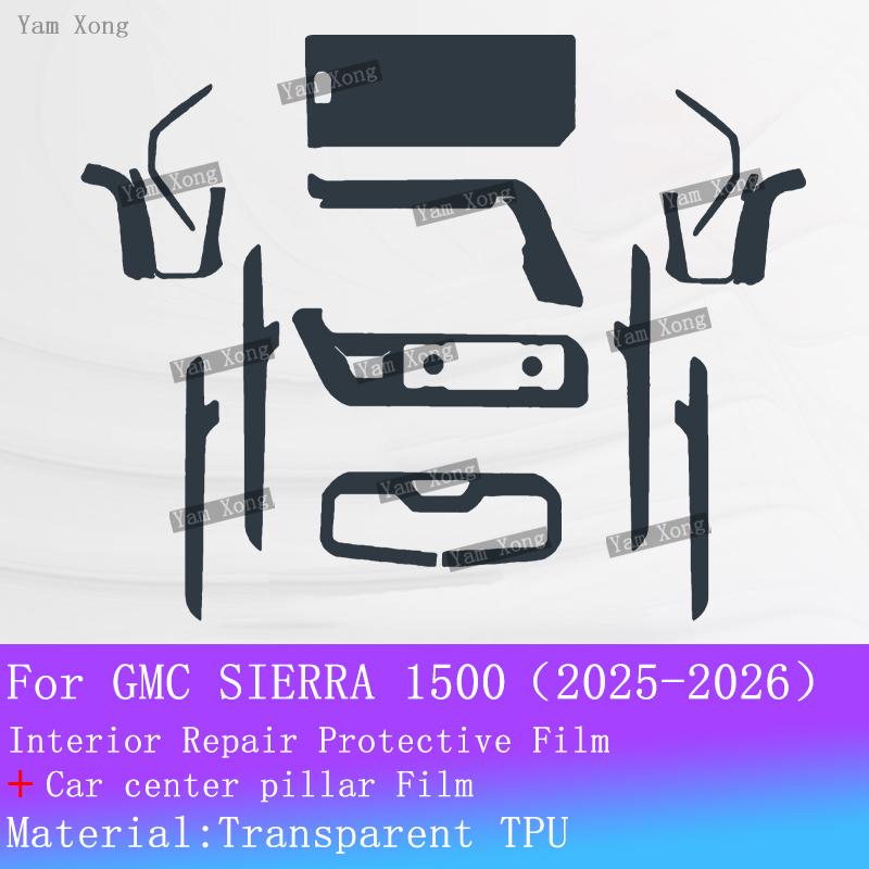 For GMC SIERRA Full Set Interior Film Gear Panel Transparent Protection Sticker Navigation Screen Anti-scratch Film Accessories