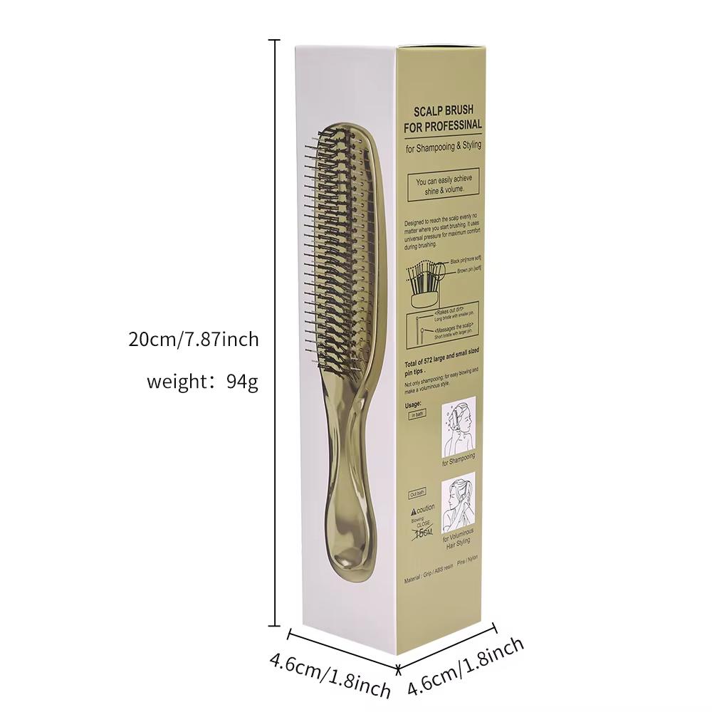 Massaggiatore Premium per la Testa Giapponese Spazzola per il Cuoio Capelluto Massaggiatore per Capelli Spazzola per Shampoo in Plastica Bagnata Spazzola Districante Pettine per la Pulizia dei Capelli Oro Rosa