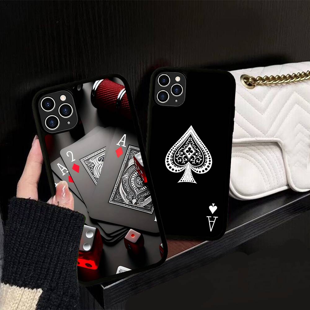 Poker Pattern Game Phone Case For IPhone 16 Pro Max 15 14 Plus 14 13 12 11 17 PC+TPU Cases Back Cover