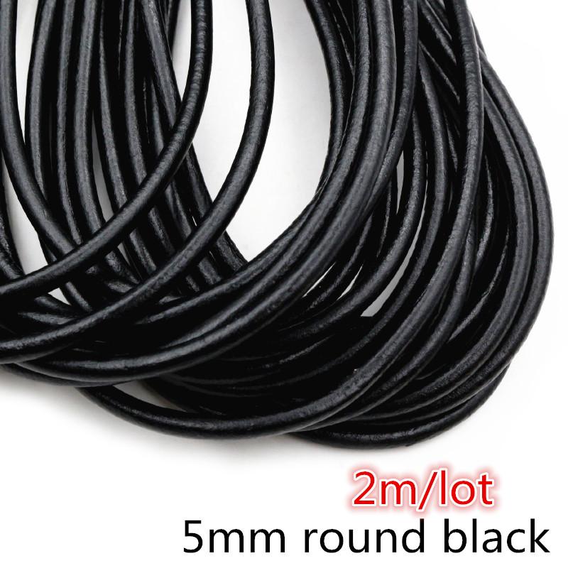 2-5m/lot 1-8mm Genuine Cow Leather Round/Flat Strand Thong Cord DIY Bracelet Findings Rope String For Jewelry Making Accessories