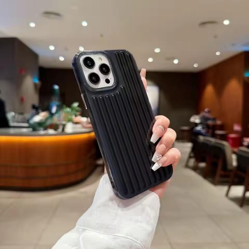 Ribbed Corrugated Suitcase Stripe Soft TPU Phone Case For Apple iPhone 17 Air 16 E 15 14 Plus 13 12 11 Pro Max Solid Color Cover
