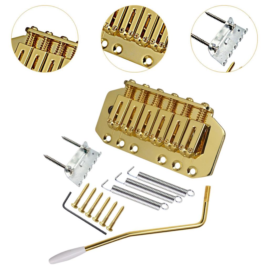 Guitar Tremolo Bridge Set Replacement Part Easy To Install Sturdy Construction with Mounting Accessories Top Loaded Tailpiece