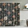 Luxury Floral Print Shower Curtain Dark Green Beige Colorful Water Repellent Bath Room Decoration Waterproof Curtain For Home De