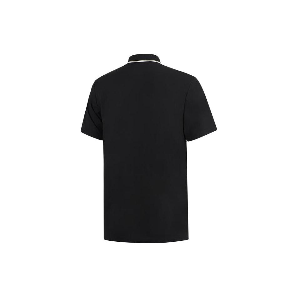 Li Ning Plain Color Polo Shirt Men Tops Black APLT079-4