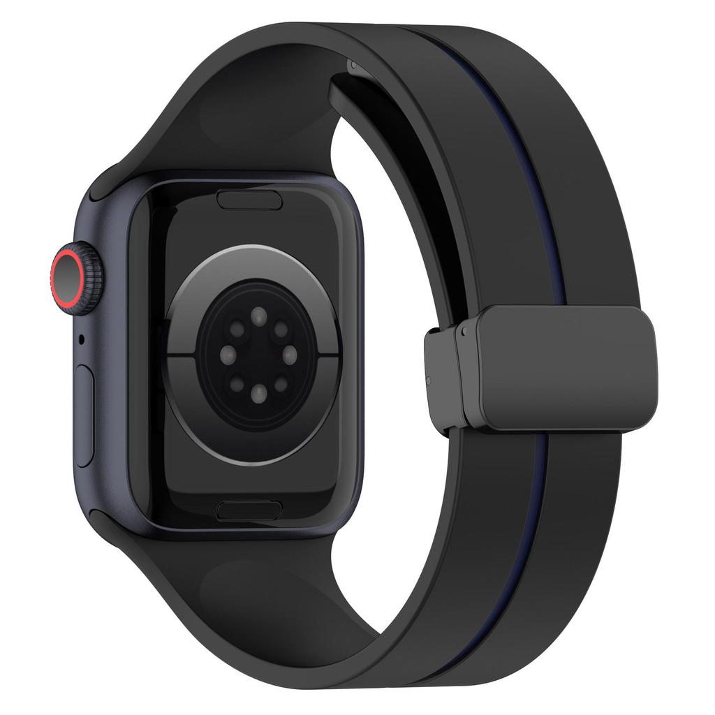 Apple Watch SE Silicone Magnetic Strap - Solid Color Folding Buckle Wristband