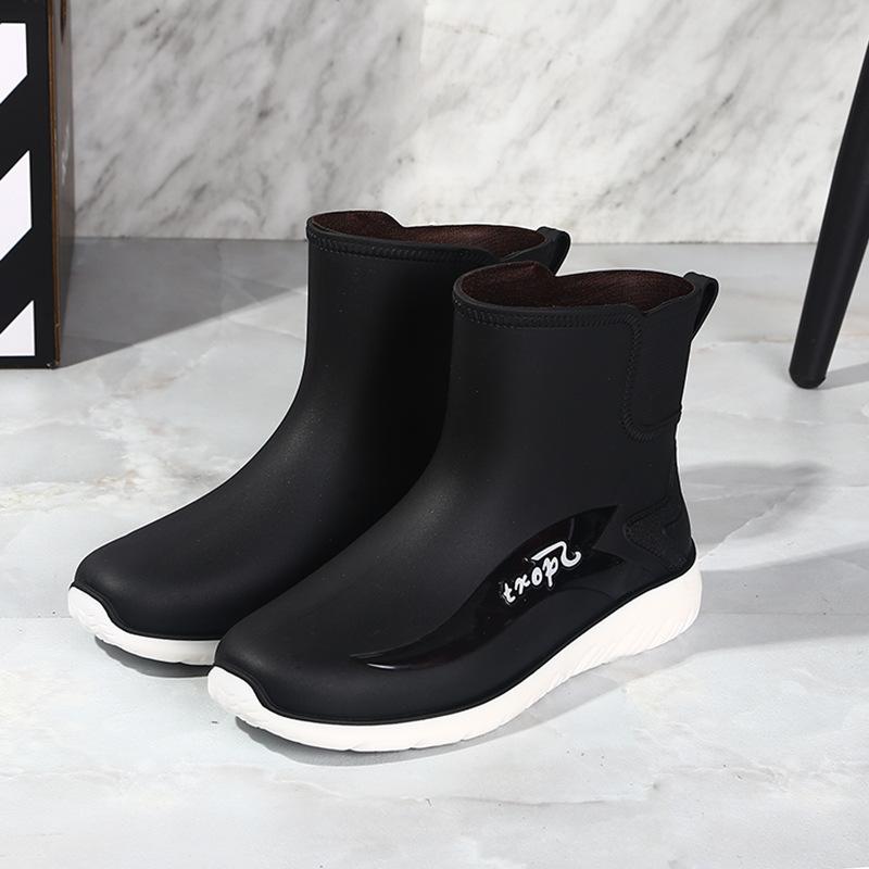 New Thick-soled Velvet Warm Fishing Special Rain Boots Rubber Shoes Waterproof and Non-slip Water Shoes Men's Rain Shoes Short Tube Thickened