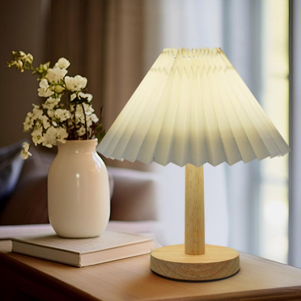 Table Lamp, Bedroom, Bedside Lamp, Internet Instagram, Girl Atmosphere Lamp, LED  Retro Pleated Decorative Night Light