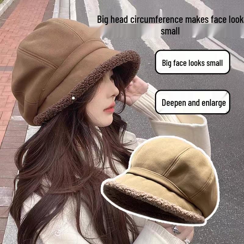 Fischerhut für Damen: Samtgefütete, Ohrenschützende, Lammwolle, Lässige Achteckige Baskenmütze für Herbst und Winter.