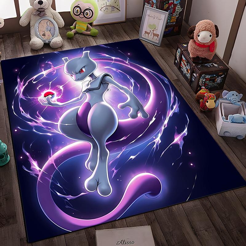 

Cool Pokemon-Mewtwo Cartoon Anime Carpet for Living Room Game Rugs Soft Floor Cartoon Rugs Bathroom Rug Mat Yoga Mat Home Decor 80cm x 120cm