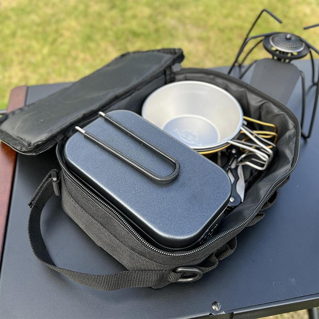Camp Kitchen Storage Bag Multi-Pockets Paper Towel Holder Waterproof BBQ Cooking Tool Forks Spoons Caddy For Travel Picnic
