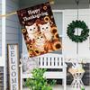 Happy Thanksgiving Garden Flag - Double-Sided Polyester Yard Banner, Outdoor Lawn and Patio Decoration featuring Kittens & Sunflowers, No Electricity 