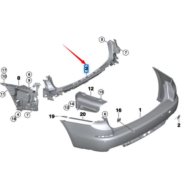 BMW 5 Series F07 GT LCI Rear Bumper Center Bracket - Part #51127331567