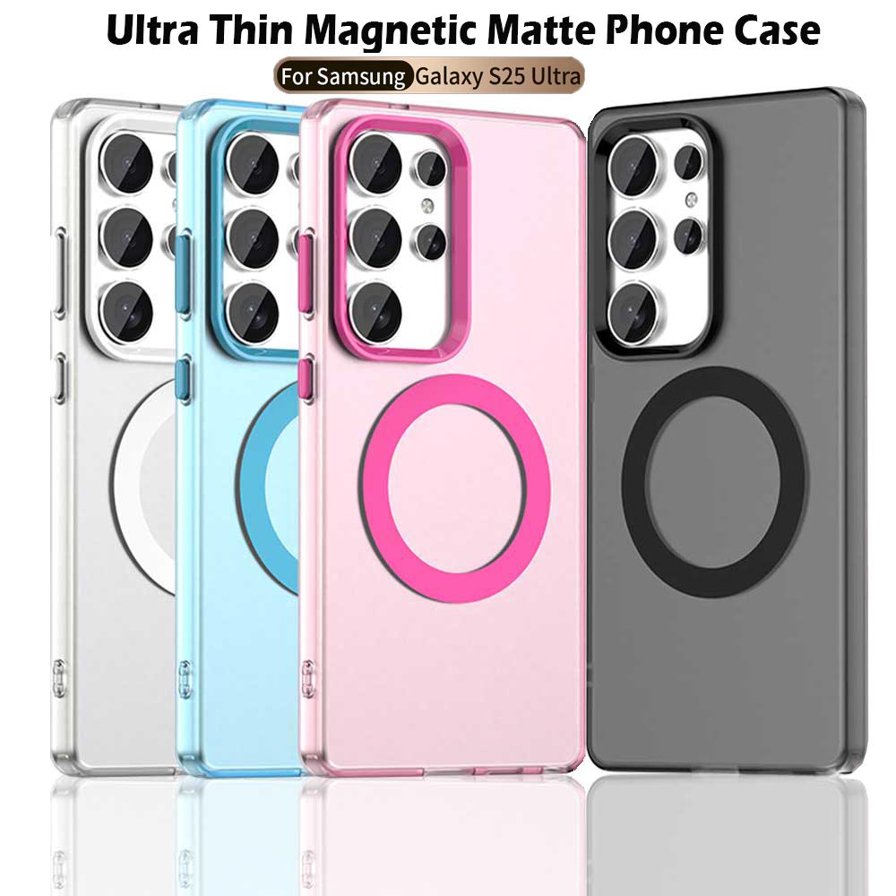 Magsafe Matte Case For Samsung Galaxy S25 S24 Ultra Plus S25 Edge S24 FE Case Magnetic Wireless Charging Shockproof Back Cover