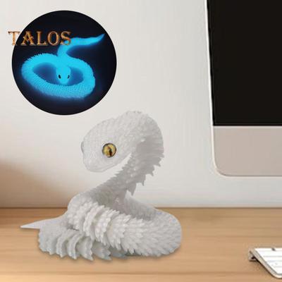 3D-Schlangenornament, Tiermodell, realistisch aussehender Leuchteffekt, kreatives, lustiges 3D-gedrucktes Schlangenspielzeug mit flexiblen Gelenken
