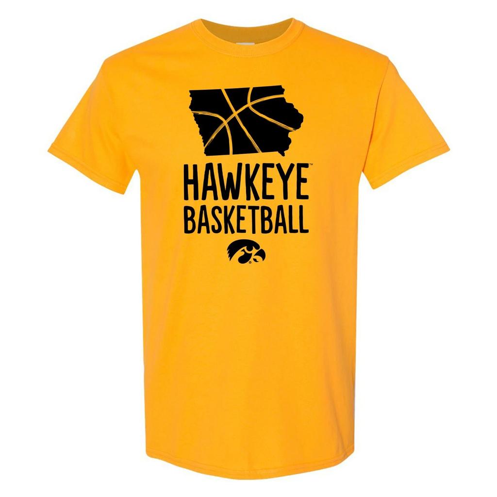 Iowa Hawkeyes Basketball Brush State T Shirt - Gold