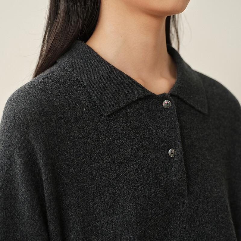 LESS Polo Collar Mid-Sleeve Cashmere Pullover