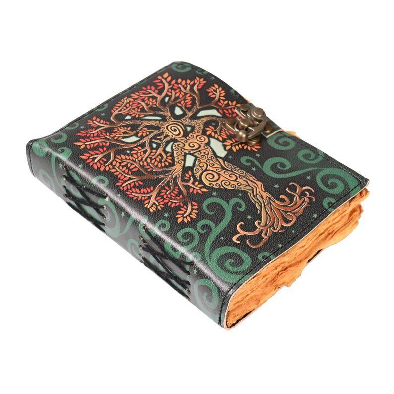 Leather Journal-Handmade Deckle Edge Paper, Leather Tree of Life Journal, Handmade Tree of Life,