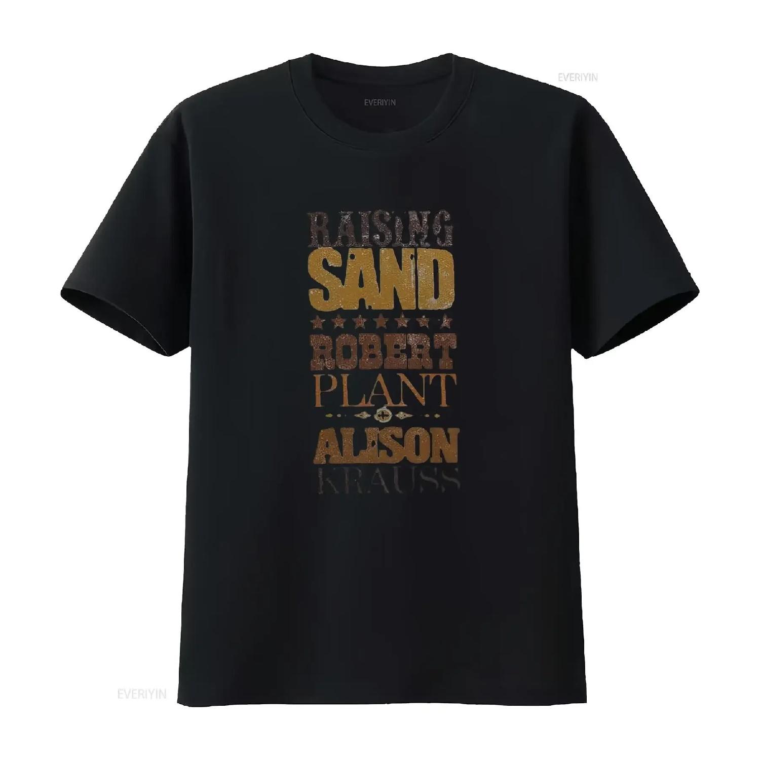 Robert Plant Alison Krauss Country Style Soft T Shirt vintage Washed Breathable Slightly Top For Everyday Wear homme Casual S чёрный