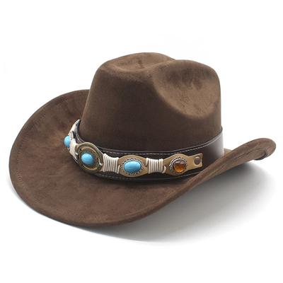 Western Cowboy Felt Hat Tibetan Top Hat Turquoise Accessories Jazz Hat, Suede Hat