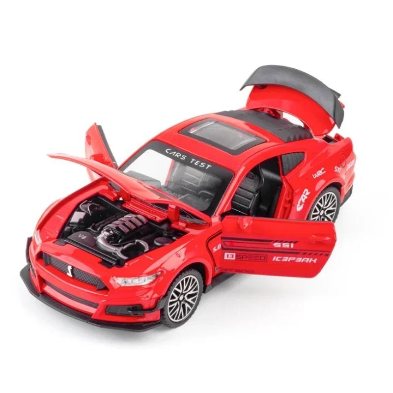 1/32 Ford Mustang GT500 Supercar Alloy Car Model Sound Pull Back Car 4 Open Door Children's Gifts Toy