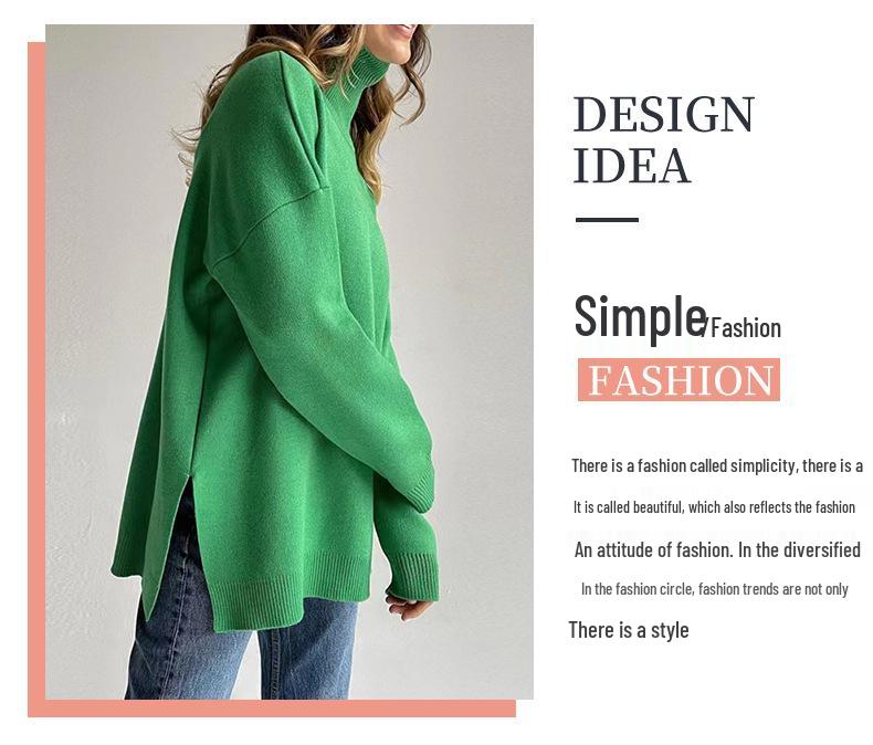 Women's High Neck Loose Knit Sweater - European and American Style, Autumn/Winter Collection (SY611#)