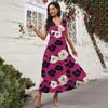 Women's Casual And Fashionable Floral Print V-Neck Sleeveless Dress Sleeveless Dress