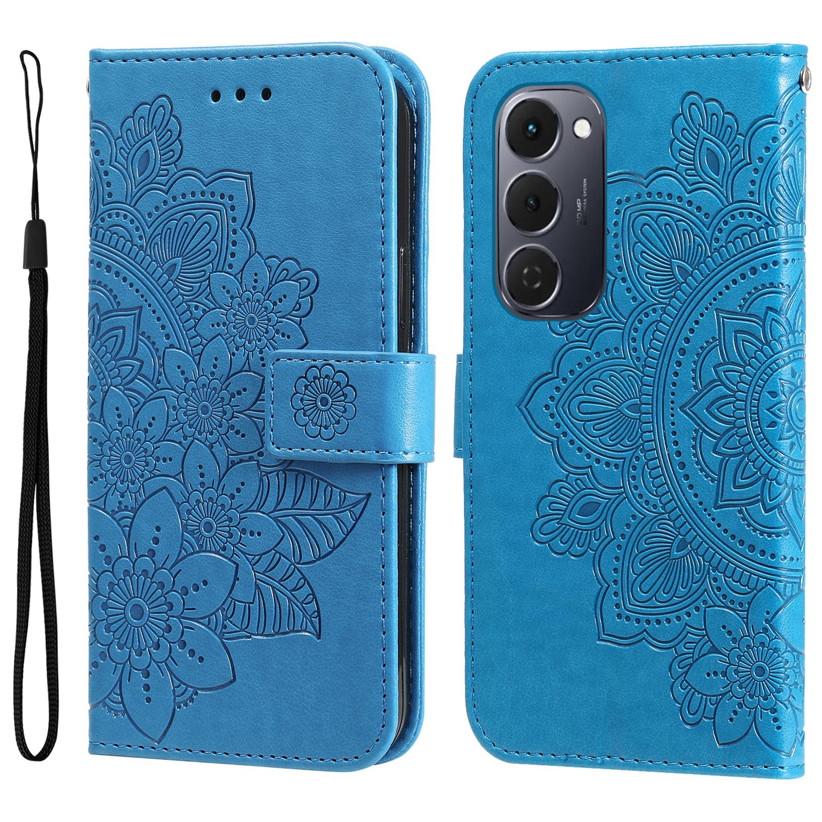 

Для TECNO Spark 40 Pro+ 4G Чехол с цветочным узором из ПУ кожи, кошелек-подставка, чехол для телефона C
