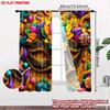2D flat printing 2pcs Curtain Drapes Carnival Mask with Flowers Digital Printed Polyester Drapes Festive Curtains for New Year