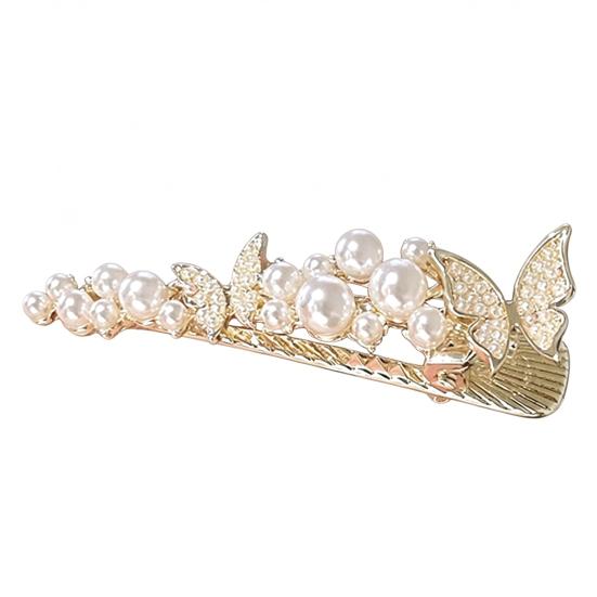

Girl Hairpin Imitation Pearls Fairy Butterfly Design Side Bang Hair Clip Lightweight Versatile Hair Accessory Daily Wear A