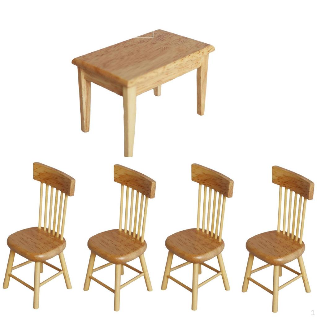 5 Pcs 1:12 Scale Dollhouse Dining Furniture Toy for kitchen Decor