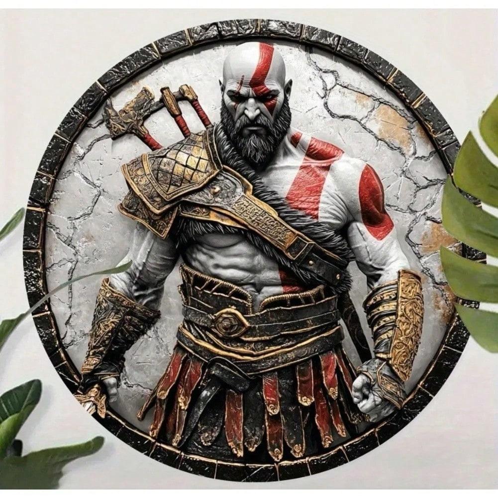 Знак жестяной круглый God of War Kratos, настенное искусство для декора игровой комнаты 20x20