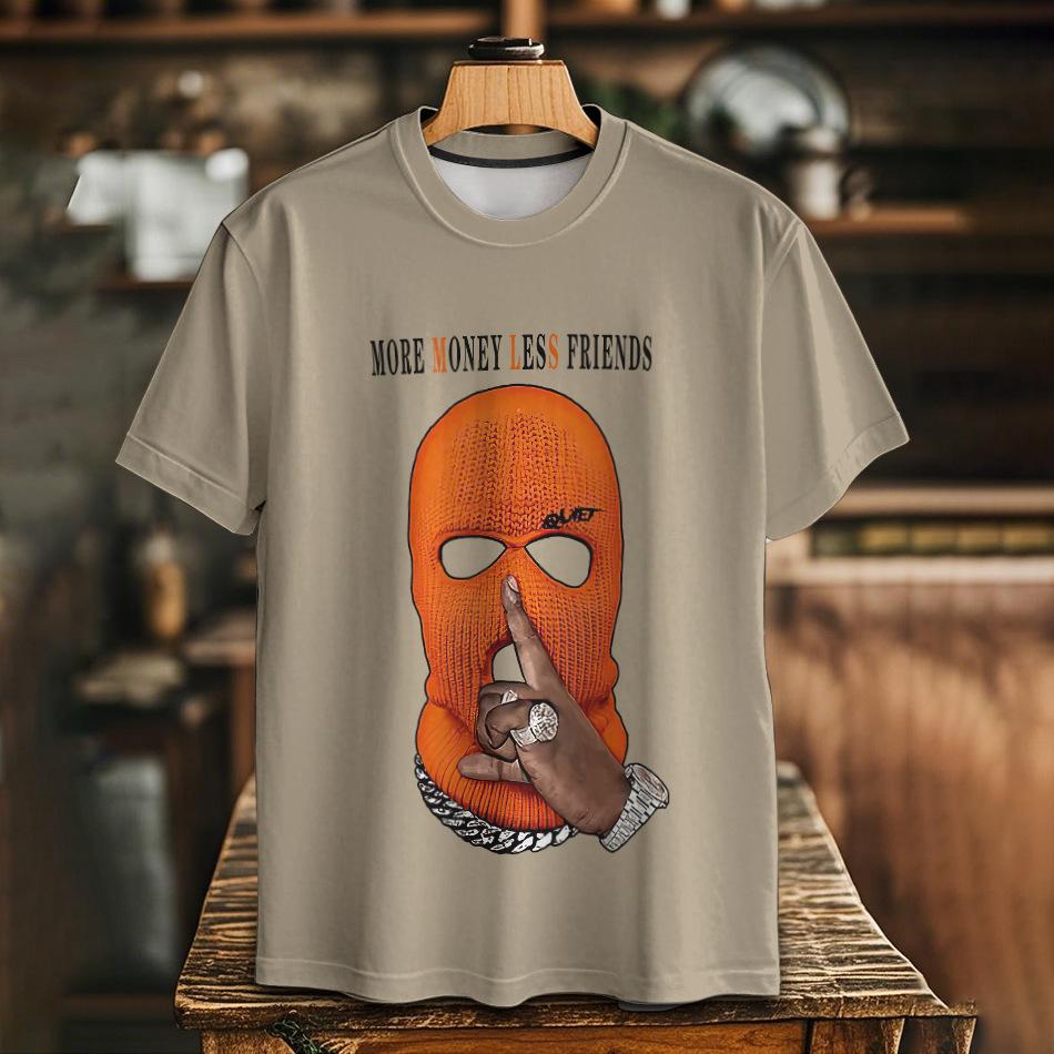 Summer Round Neck 3D Fun Cartoon Patterns Print Top Fashionable Casual Short Sleeved Men's T-shirts