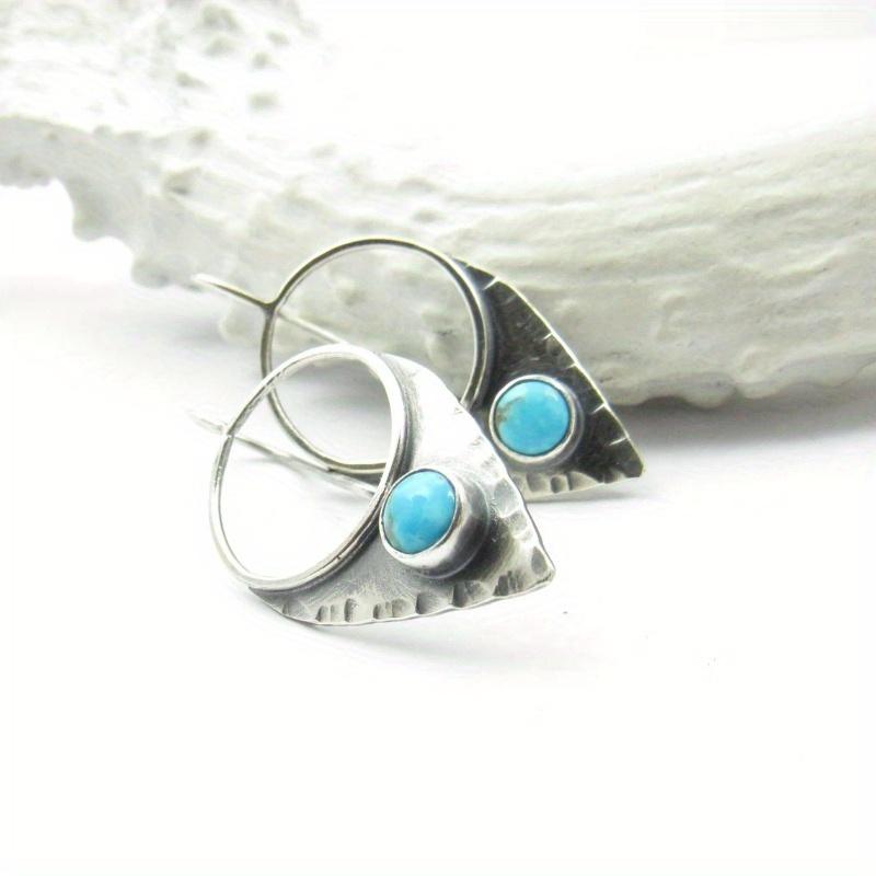 Popular triangular earrings, niche high-end temperament versatile earrings, new synthetic turquoise earrings.